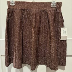 NWT Hyacinth House Shimmer Sonia Mini Skirt in Chocolate Brown